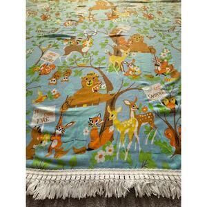 Vintage Smokey the Bear full size bed spread - coverlet - Fieldcrest - RARE